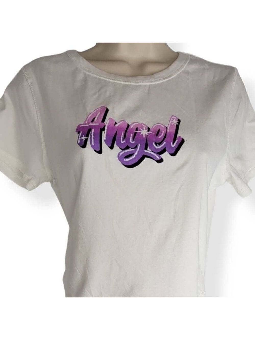 Wild Fable White Graphic Crop Top Large